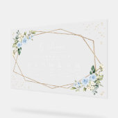 青い花、白い花、のタイムラ結婚イン アクリルサイン (傾斜)