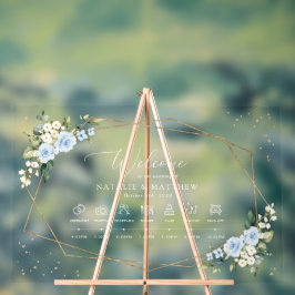 青い花、白い花、のタイムラ結婚イン アクリルサイン