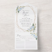 青い花,白い花,ボホ,ブライダルシャワー オールインワン招待状 (内側)