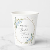 青い花，白い花，ボホ，ブライダルシャワー 紙コップ (正面)