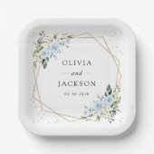 青い花,白い花,緑結婚, ペーパープレート (正面)