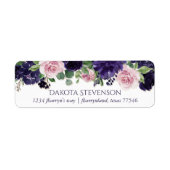 青い花 | 紫とピンクのガーランドアドレス ラベル (正面)