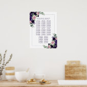 青い花 |紫とピンクのバラのシーティングチャート ポスター (キッチン)