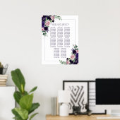 青い花 |紫とピンクのバラのシーティングチャート ポスター (ホームオフィス)