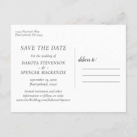 青い花 |紫とピンクのバラ日付を保存 案内ポストカード (裏面)