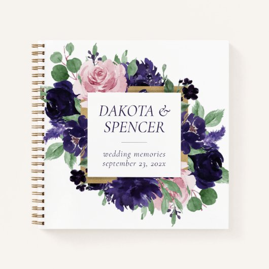 青い花 |紫とピンクのフォトゲストブック ノートブック (正面)