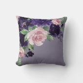 青い花 |紫とピンクのフローラブーケ クッション (正面)