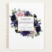 青い花 |紫とピンクのローズのフローラ カスタム プランナー手帳 (正面)
