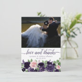 青い花 |紫とピンクのローズガーランドの写真 サンキューカード (スタンド正面)