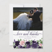 青い花 |紫とピンクのローズガーランドの写真 サンキューカード (正面)