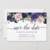 青い花 |紫とピンクのローズガーランド セーブザデート (正面)