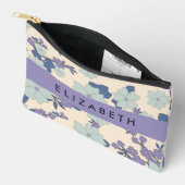 青い花，紫の花，フローラ，あなたの名前 アクセサリーポーチ (見開き)