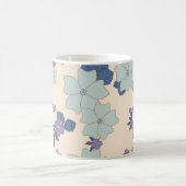 青い花,紫の花,フローラ,あなたの名前 コーヒーマグカップ (中央)