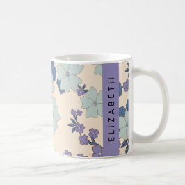 青い花,紫の花,フローラ,あなたの名前 コーヒーマグカップ