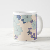 青い花，紫の花，フローラ，あなたの名前 ジャンボコーヒーマグカップ (正面右)
