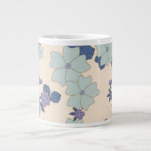 青い花，紫の花，フローラ，あなたの名前 ジャンボコーヒーマグカップ (正面)