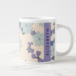 青い花,紫の花,フローラ,あなたの名前 ジャンボコーヒーマグカップ