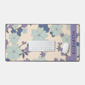 青い花,紫の花,フローラ,あなたの名前 デスクマット (キーボード&マウス)