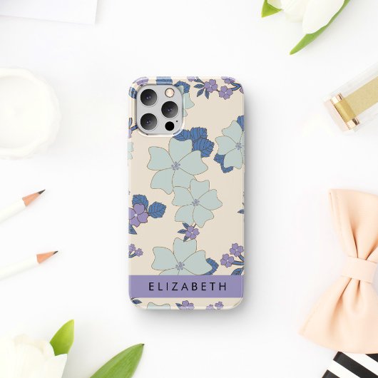 青い花,紫の花,フローラ,あなたの名前 Case-Mate iPhoneケース