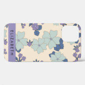 青い花,紫の花,フローラ,あなたの名前 Case-Mate iPhoneケース (裏面 (横))