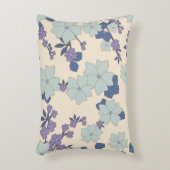 青い花，紫の花，花柄 アクセントクッション (正面(垂直))