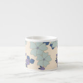 青い花，紫の花，花柄 エスプレッソカップ (正面)