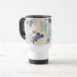 青い花,紫の花,花柄 トラベルマグ