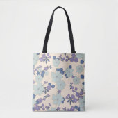 青い花,紫の花,花柄 トートバッグ (正面)