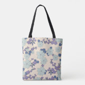 青い花,紫の花,花柄 トートバッグ (裏面)
