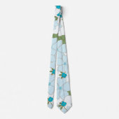 青い花，紫の花，花柄 ネクタイ (裏面)