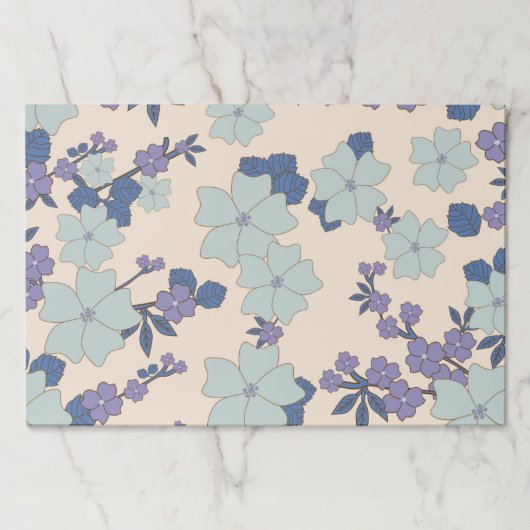 青い花，紫の花，花柄 ペーパーパッド (正面)