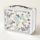 青い花，紫の花，花柄 メタルランチボックス (裏面)