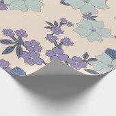 青い花，紫の花，花柄 ラッピングペーパー (角)