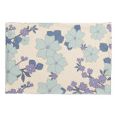 青い花，紫の花，花柄 枕カバー (裏面)