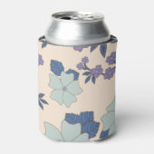 青い花，紫の花，花柄 缶クーラー (缶正面)