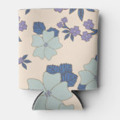 青い花，紫の花，花柄 缶クーラー (正面)