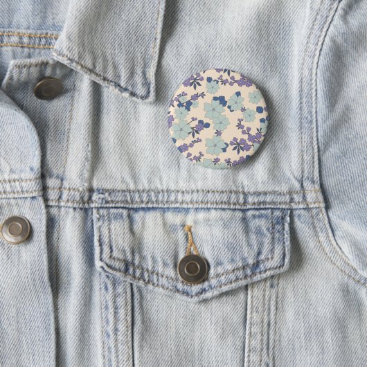 青い花,紫の花,花柄 缶バッジ (インサイチュ)