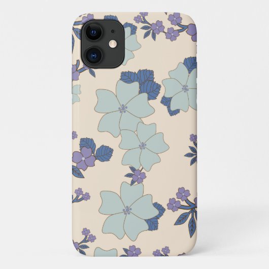 青い花，紫の花，花柄 Case-Mate iPhoneケース (裏面)