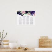 青い花 |紫色のピンク10の上座席表 ポスター (キッチン)