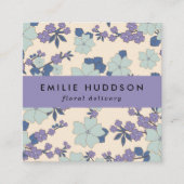 青い花，紫色の花，花屋，花屋 スクエア名刺 (正面)