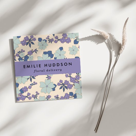 青い花，紫色の花，花屋，花屋 スクエア名刺