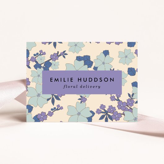 青い花，紫色の花，花屋，花屋 名刺