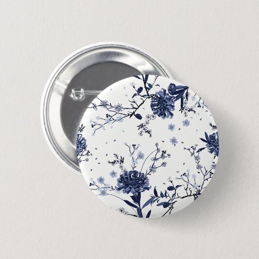 青い花 缶バッジ (正面&裏面)