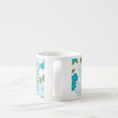 青い花、花のパターン、あなたの名前 エスプレッソカップ (裏面)