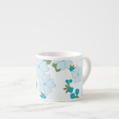 青い花、花のパターン、あなたの名前 エスプレッソカップ (正面右)