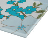 青い花、花のパターン、あなたの名前 カッティングボード (角)