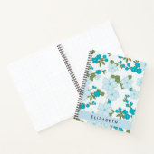 青い花、花のパターン、あなたの名前 ノートブック (内部)