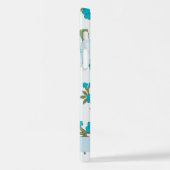 青い花、花のパターン、あなたの名前 iPhoneケース (左側面)