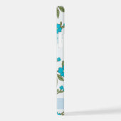 青い花、花のパターン、あなたの名前 iPhoneケース (右側面)