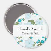 青い花、花のパターン、甘い16 マグネット (正面/裏面)